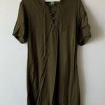 Madewell Army Green Lace Up Short Sleeve Dress Photo 0