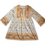 Women’s boho floral print tunic flowy dress Yellow Size L Photo 1