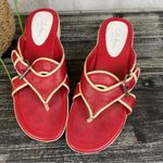 Cole Haan  Nike Sole Red & Ivory Leather Sandal Shoes 8 Photo 2