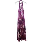 Lulus  Pink Print Pleated Satin Halter Maxi Dress NWT Size XS Wedding Guest Dress Photo 2
