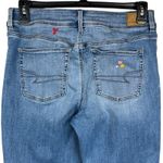 American Eagle SZ 12 SHORT Kick Boot Jeans Floral Embroidery Stretch Mid-Rise Photo 4
