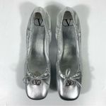 Valentino Garavani  VLOGO Signature Metallic Silver Leather Ballet Flats 36.5 NEW Photo 4