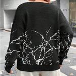 Firla Graphic Pattern Drop Shoulder Sweater Black White Size XL Photo 1