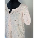 Calypso St. Barth  Blouse M 100% Cotton Eyelet Pink Resortwear Puff Sleeve Tunic Photo 1