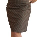 Nine West Plaid A-Line Skirt Brown Check Wool Blend Preppy Office Wear sz 10 Photo 0