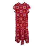 Strawberry Pink Abstract Print Geometric Pleated Maxi Dress Resort Cruise Medium Photo 4