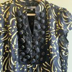 Classiques Entier  100% Silk Blouse Top Button Up‎ Black Yellow Cap Sleeve Size S Photo 5
