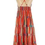 J.Crew NWT Tiered Cotton Voile Maxi in Red Multi Stripe Cross Strap Dress L Photo 1