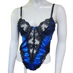 Vintage Colesce Collection Blue & Black Satin & Lace Teddy (M) Blue Size M Photo 1