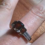 Brazilian Smoky Quartz Stainless Steel Three Stone Fancy Ring (Size 9) Photo 12
