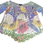 Rain Couture Boho Tunic Top Womens Pastel Floral Crochet Multicolor Sz S… Blue Photo 0