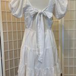 Chelsea & Violet White Puff Sleeve Tiered Linen Dress, size M Photo 2