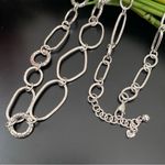 Brighton Retired Silver-plated Pebbled Hammered Geometric Links 35” Necklace 91g Photo 5