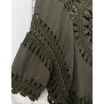 It Girl Women's Small Crochet Blouse Olive Green Beach Cover Up Boho Cropped Top Photo 2