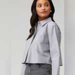 Good American $119 New  Oxford Crop Uniform Shirt - grey - XS Photo 3
