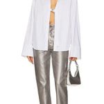 Veronica Beard Sz 23 Daniela Metallic Straight Leg Jean in Light Gunmetal Grunge Photo 1