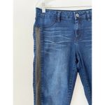 a.n.a Faux Leather Stripe Mid Rise Stretch Denim Skinny Leg Jeggings Size 30/10 Photo 2