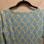 J. McLaughlin Blue Catalina Cloth Bamboo Print Ruched 3/4 Sleeve Dress Size S Photo 7