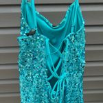 Wild Fable NWT | size medium | Sparkling Blue Sequin Dress with lace up back Photo 8