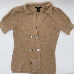 Ralsey Collared Crochet Sheer Shirt Coastal Size Large Cotton Brown Photo 0