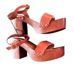 Madden Girl G-Dean Faux Leather Square Toe Heel Sandal Sz 8 Rivets 3.5” Heel Photo 3