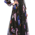 Mac Duggal  Bishop Sleeve Floral Print Dress, Size 14 - NWT Photo 0