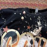 BLACK DISTRESSED BLEACH CUSTOM MADE COWGIRL GRAPHIC TEE Size M Photo 3