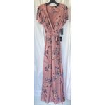 Lulu’s Pink Fiorire Rose Floral Print Faux Wrap Long Maxi Dress Romantic Small Photo 5