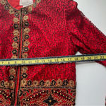 Laurence Kazar  Silk Beaded Vintage Jacket Top Red Small Large Medium Photo 9