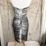 Herve Leger Black & White Print Strapless Bandage Dress Photo 4