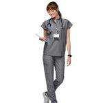 FIGS Women XXL Rafaela Oversized Scrub Top Graphite Grey V-Neck Collared Neck Photo 15