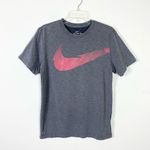 Nike Drifit Women’s Grey Metallic Pink Swoosh Tshirt Size S Photo 0