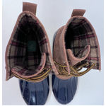Green Forest Women's Rain‎ Boots Navy Brown Flannel Lining Size 7 Photo 4