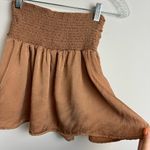 Aerie Uptown Mini Skirt Sz XS Satin Ruched Tie Golden Tan Photo 12