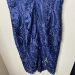 Bardot  Floral Lace Halter Navy Blue Pencil Sheath Dress Cocktail Formal Size 4 Photo 5