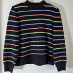 St John Evening By Marie Gray Black Knit Stripe Sequin Pullover Vtg USA Sz P Photo 0