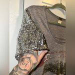 We The Free Free People Rare Silver Sequin Sleeve Graphic Eagle Tee Photo 8