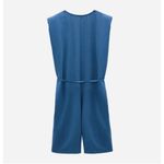 ZARA NWT Blue Padded Shoulder Tie Waist Romper Playsuit Size Medium Photo 6