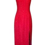 Andretta Donatello Red Gown XS Slit Mesh Beaded Detail Drama Glam Prom Pageant Photo 0