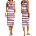Club Monaco NWT  Dress Summer Stripes Rib Knit Midi Tank Dress Women’s Size Large Photo 1