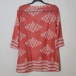 Old Navy  Coral Pink Cotton Tunic Blouse Size Large Coral Print Tunic Photo 4