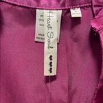 Heart soul Y2K Magenta Satin Ruffle Collar Short Sleeve Blouse Top Photo 1