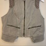 BKE  Outerwear womens brown embroidered zip up pocket motorcycle vest size L Photo 6