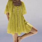Free People  Warm Olive Joelle Mini Dress - Size - Large Photo 0