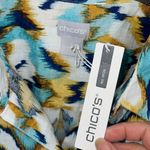 Chico's Womens Cabo Ikat 3/4 Sleeve No Iron Button Up Shirt Soleil Yellow 4 NWT Photo 3