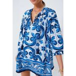 Tuckernuck  Tnuck Beach Capri Blue Majolica Tile Bondi Coverup XL V Neck Photo 4