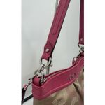 Coach Medium Signature Shoulder Handbag Beige With Hot Pink Leather Trim Photo 7