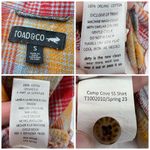 Toad & Co  Organic Cotton Plaid Button Front Shirt Red Yellow Small Photo 2