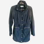 New York & Co. Navy Blue Denim Trench Coat Photo 3