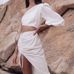 Revolve SAU LEE Jolene Dress in white 100% cotton Grecian goddess size 14 resort Photo 4